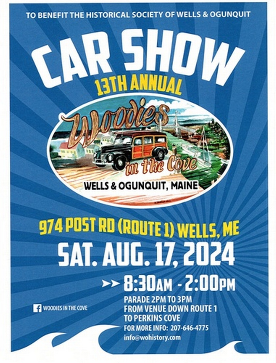 Woodies in the Cove Car Show Aug 17, 2024 Wells Chamber of Commerce, ME